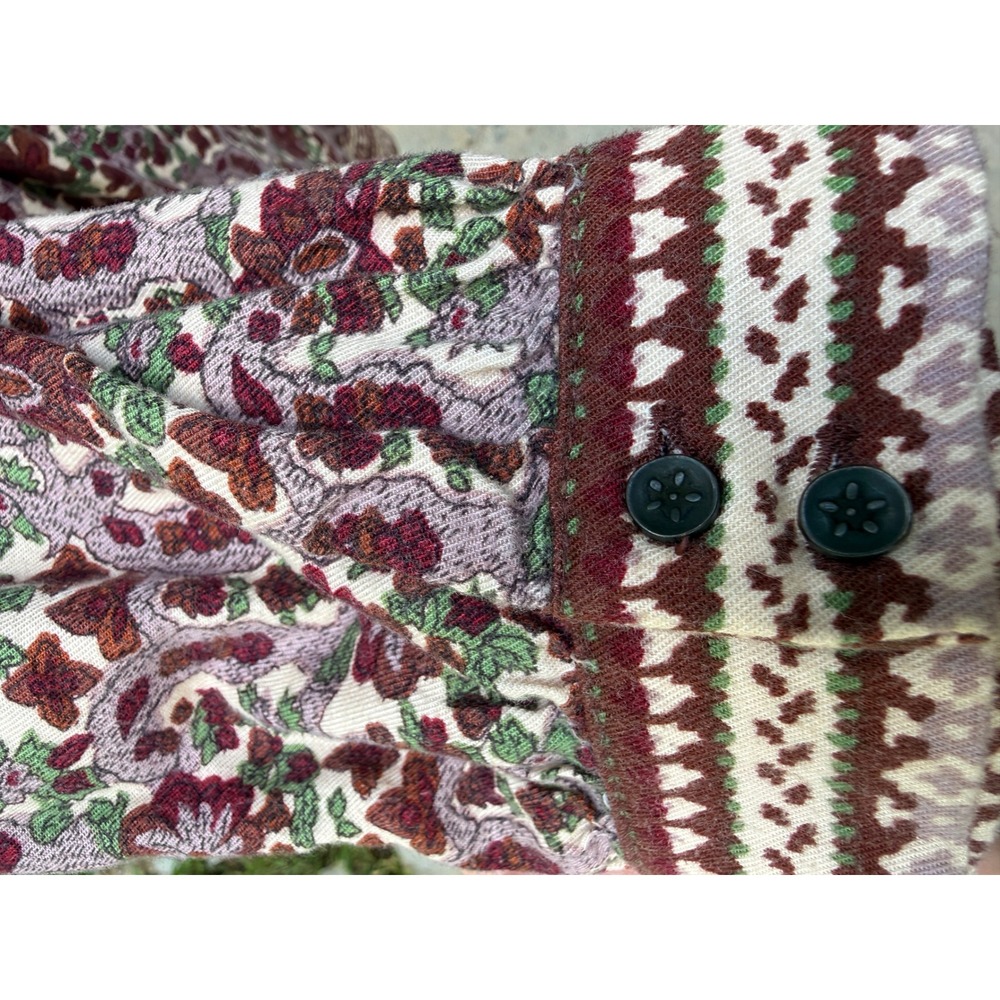 Thursday Island Floral Smocked Boho Midi Dress Burgundy Multi Long Sleeve - Picture 7 of 11